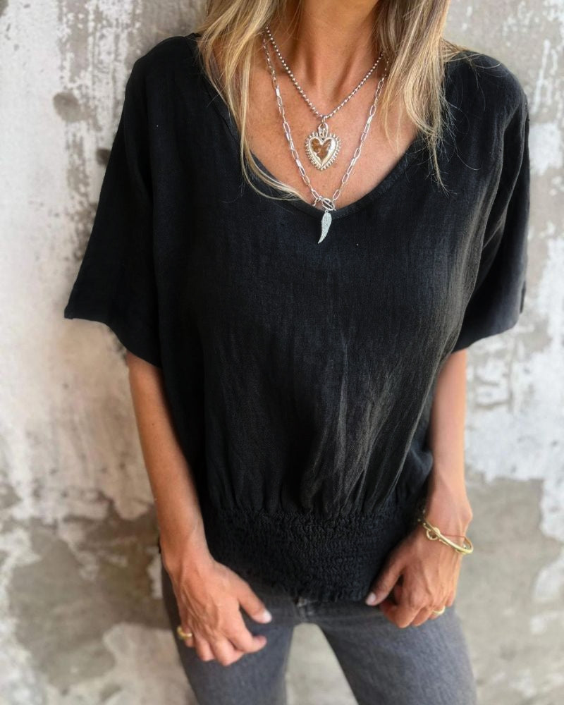 SYLVIA – RELAXED V-NECK TOP