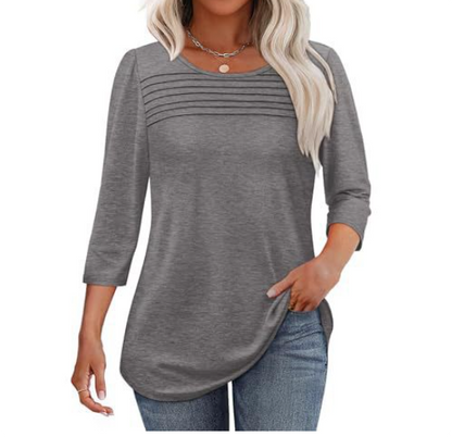 LORENE – PLEATED FRONT 3/4 SLEEVE TOP