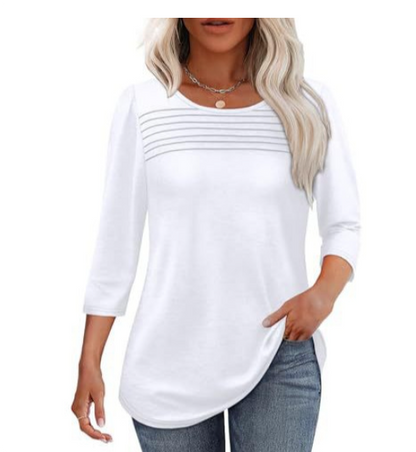 LORENE – PLEATED FRONT 3/4 SLEEVE TOP