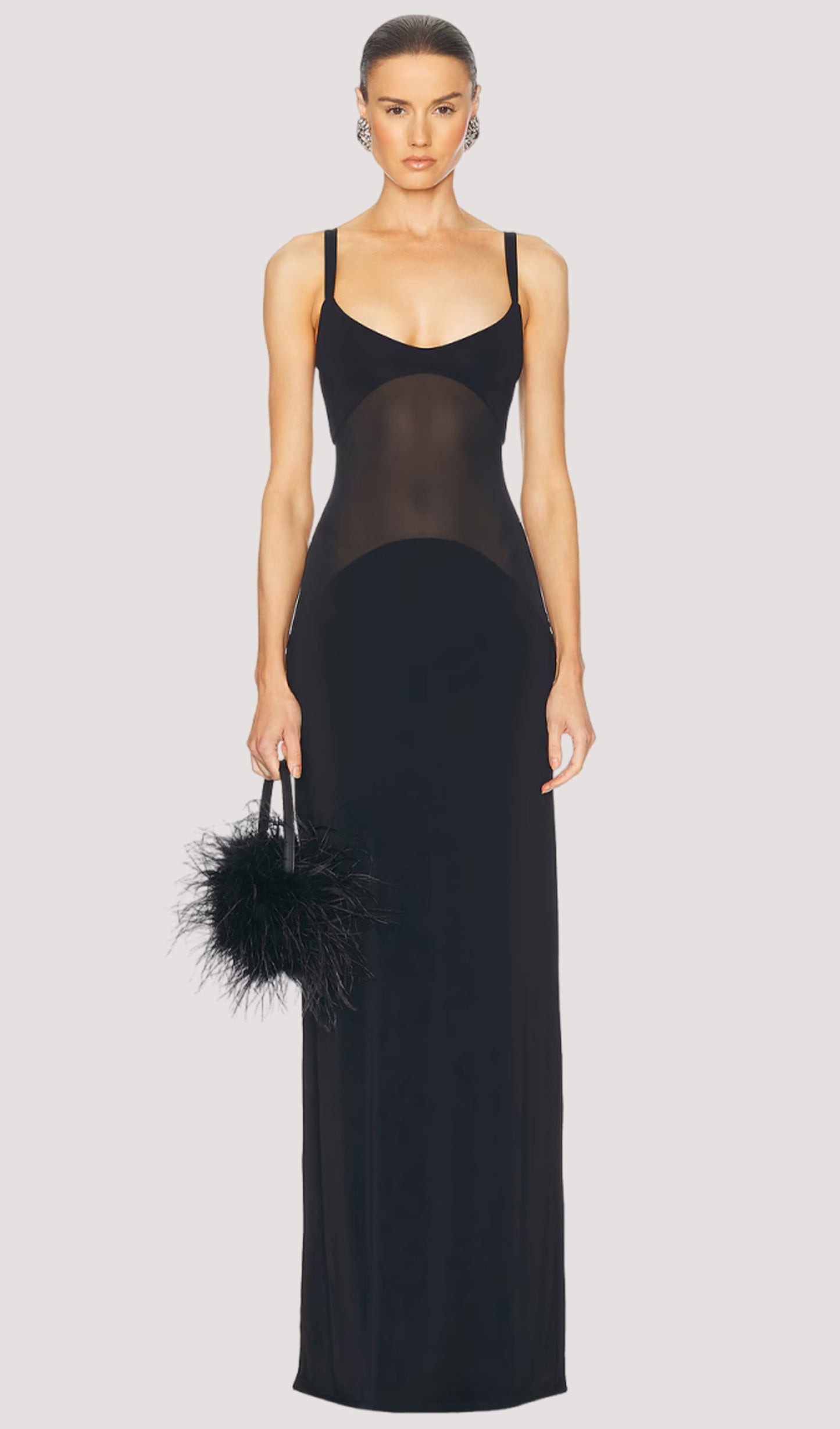 SHEER KNIT CURVE MAXI DRESS