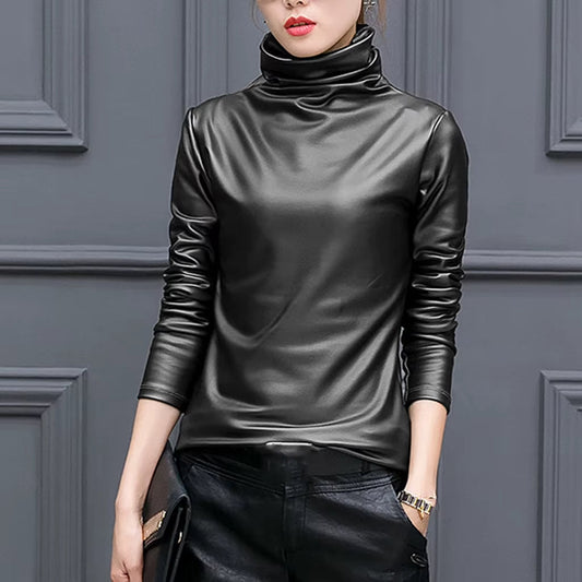 Col montant en similicuir Midnight