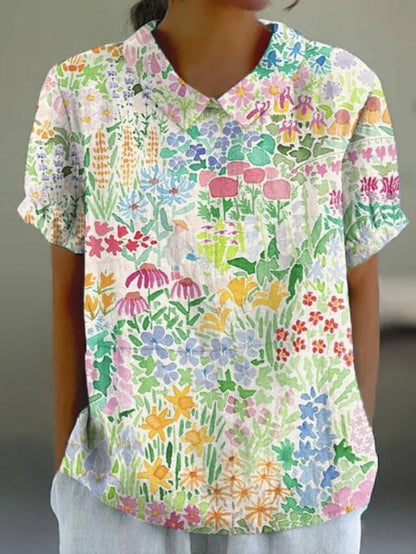 NOÉMIE – FLORAL AUTUMNAL HEMP BLOUSE